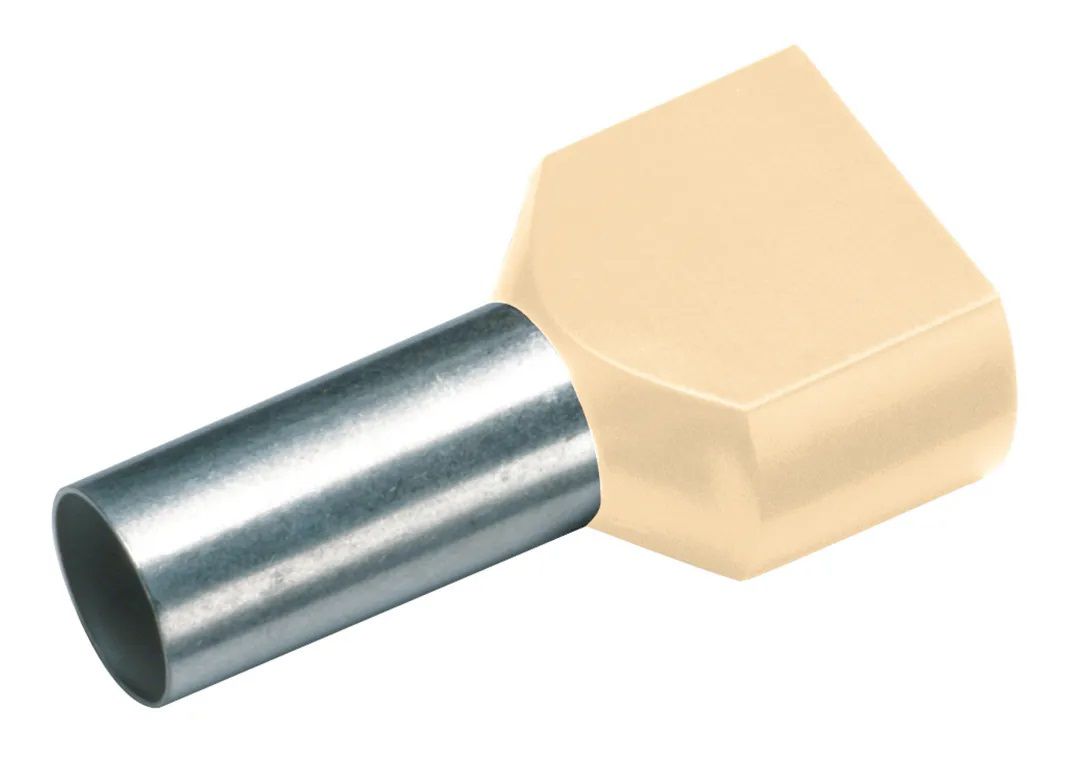 embout de câble jumelé isolé 2x 16mm² x 14mm ivory