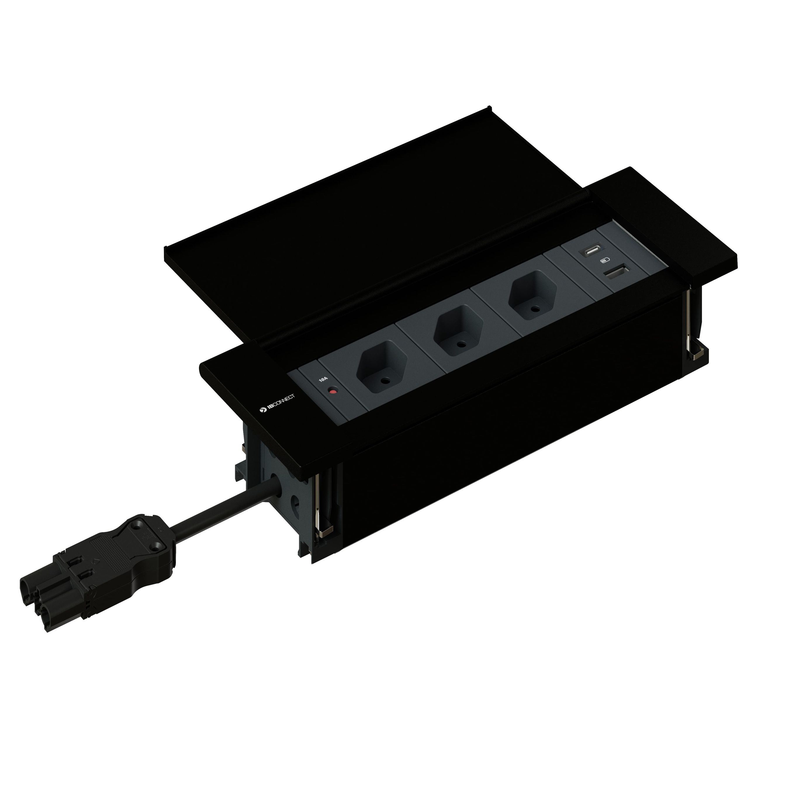 NEXO Steckdoseneinheit schwarz 3x Typ 13 1x USB-A/C