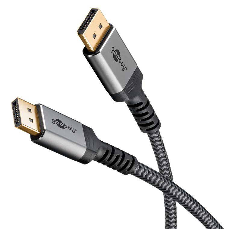 DisplayPort 1.4 Anschlusskabel 2m, Metallstecker und Textilkabel