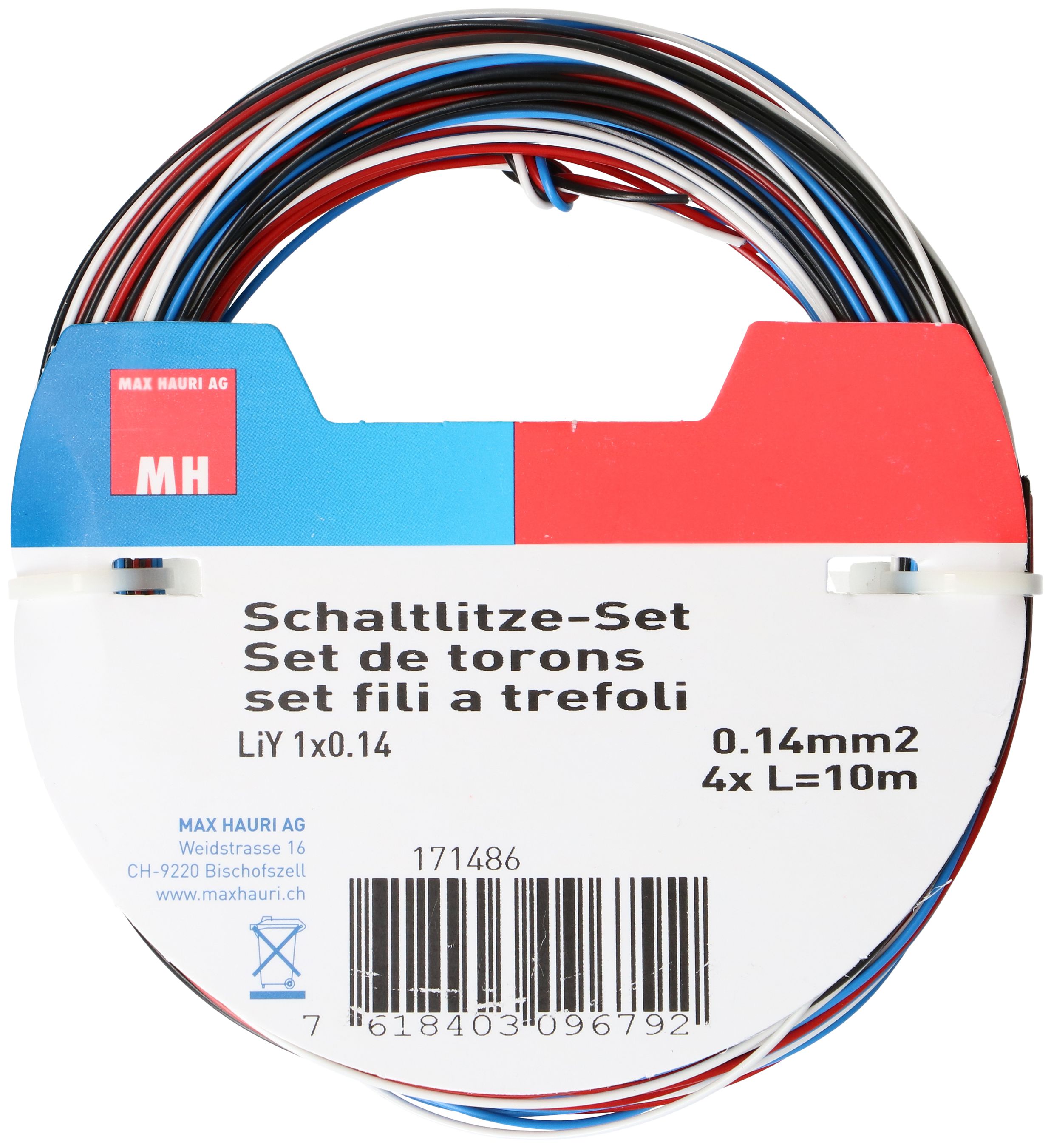 Schaltlitze-Set 0.14mm2 4x 10m bl/rt/sz/ws