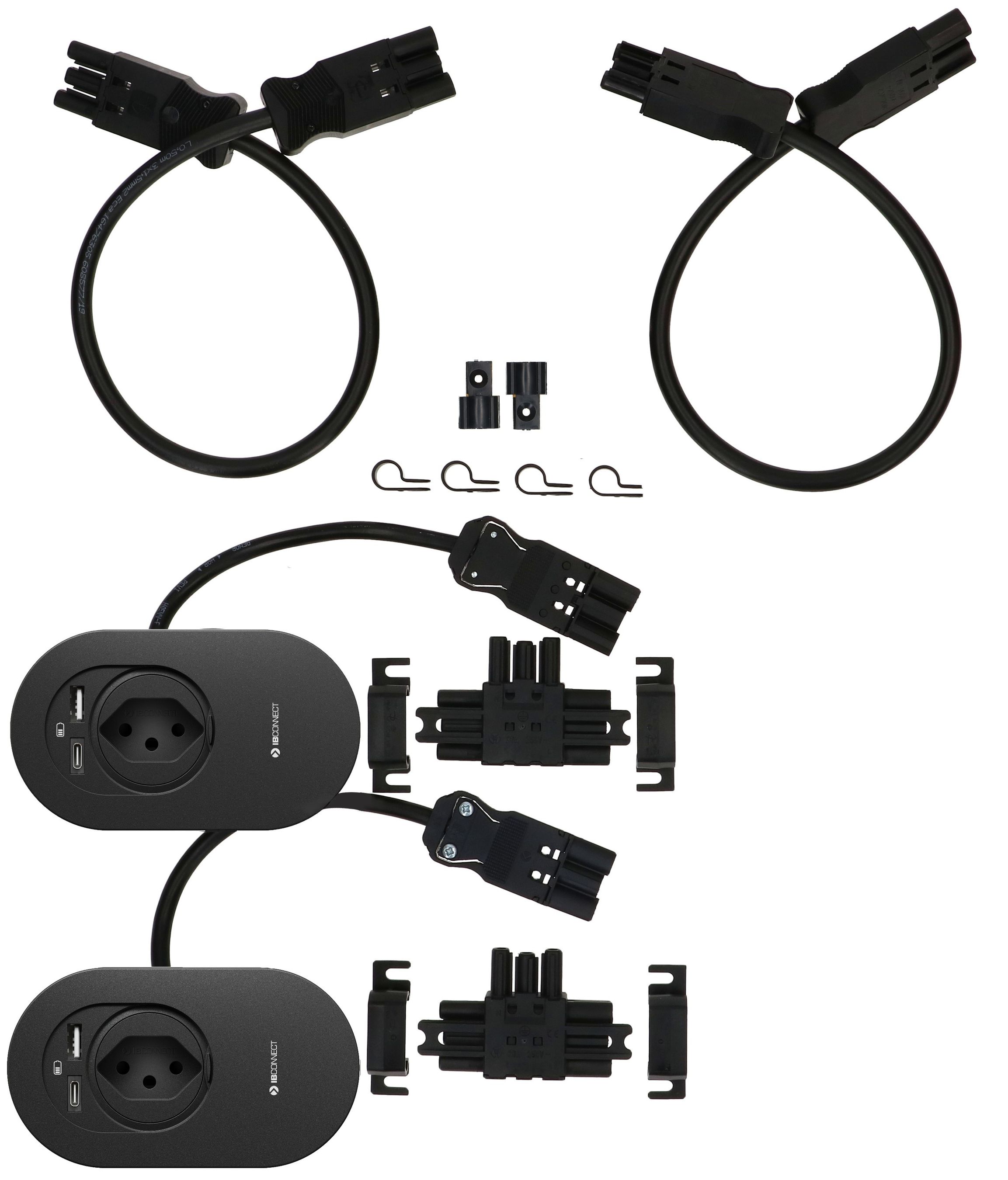 Twin set di estensione ORBIT presa multipla nero tipo 13 USB-A/C