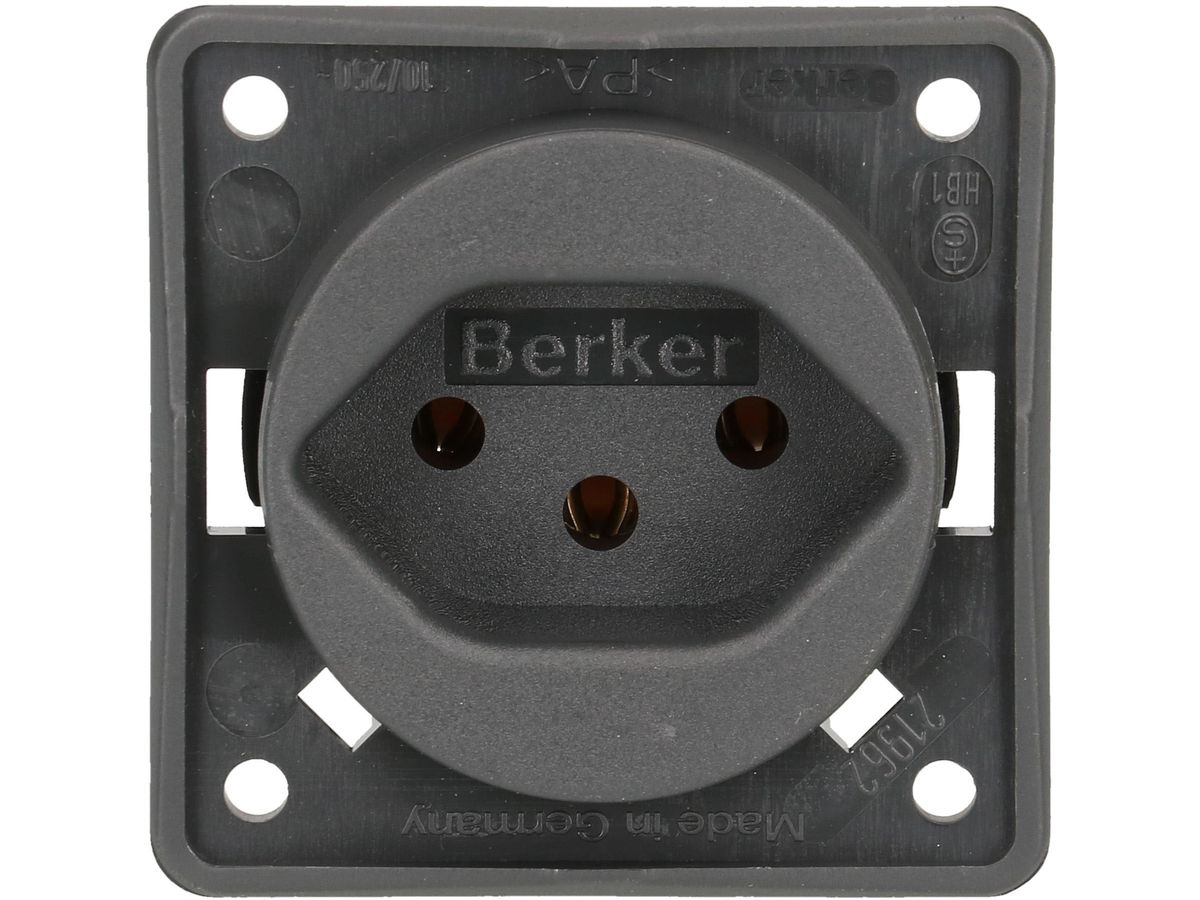 Steckdose 1x Typ 13 Apparat mit Frontplatte Berker Integro anth.