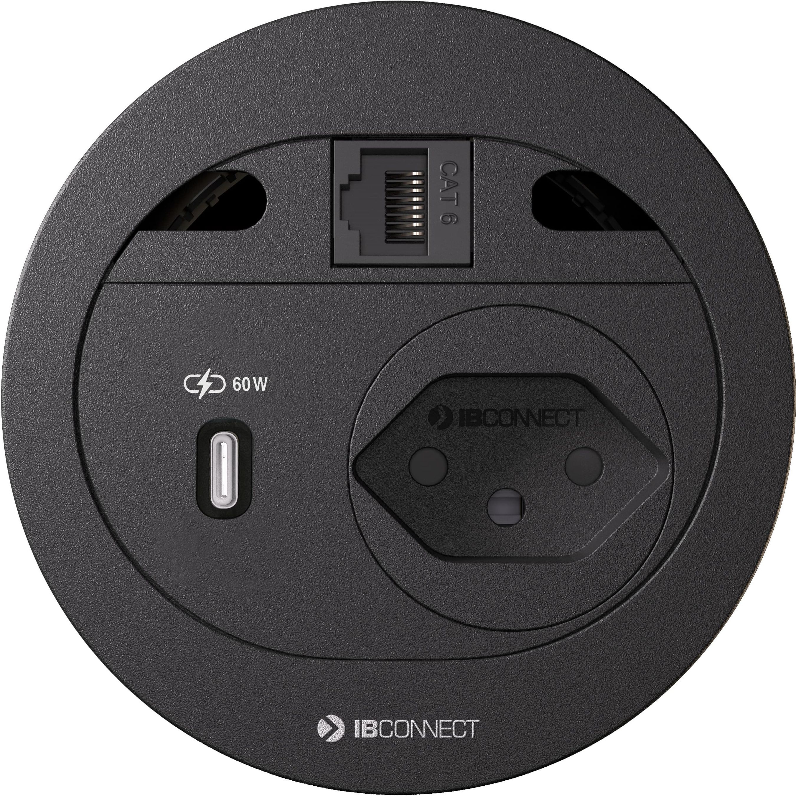 DIVUS Steckdoseneinheit schwarz 1x Typ 13 1x USB-C 60W 1x RJ45