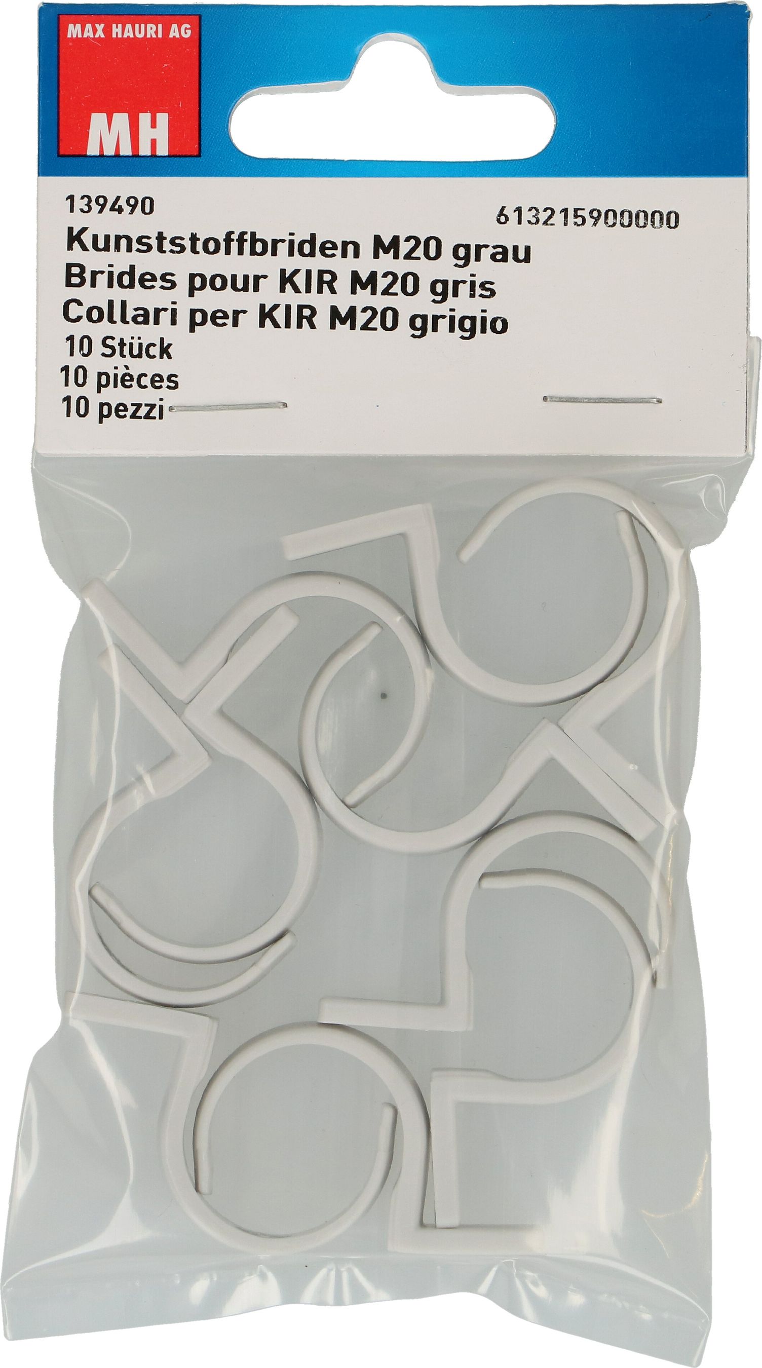 Kunststoffbride M20 1-Lappig grau / 10 Stück