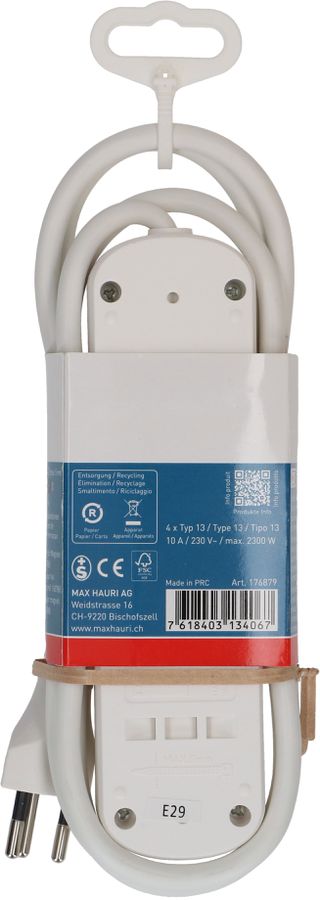 Steckdosenleiste Basic Line 4x Typ 13 ws Schalter 1.5m Green+Fair