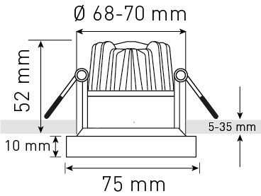 spot encastré à LED ATMA 68 noir 3000K 660lm 32°