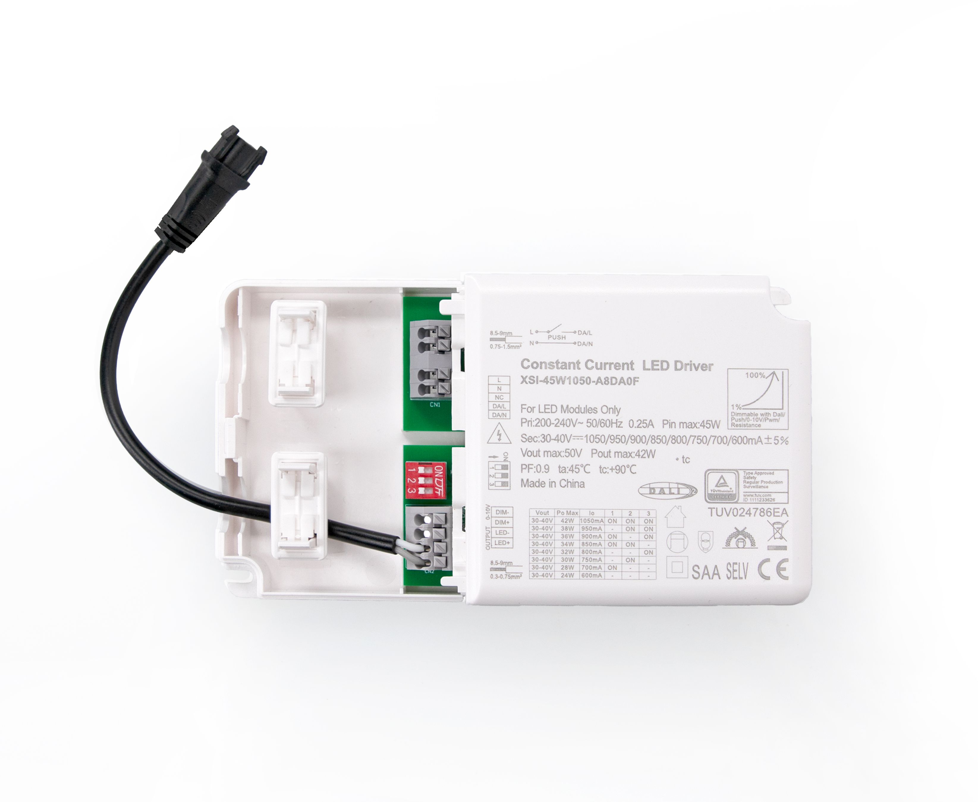 LED constant current driver DALI2, 1-10V, push, 24-42W adjustable
