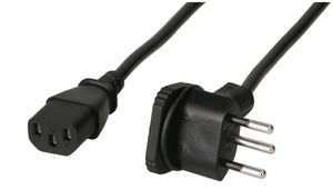 câble d'appareil TD H05VV-F3G0.75 2m noir type 12 angle plat/C13