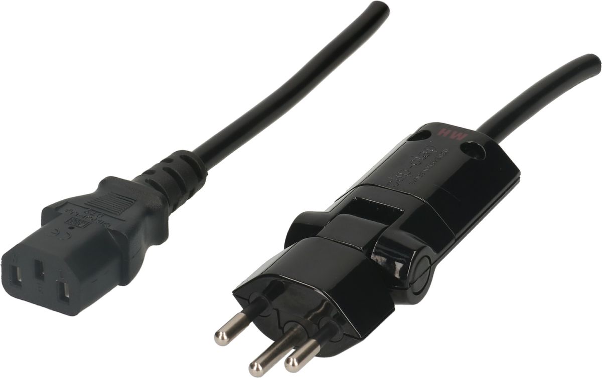 câble d'appareil TD H05VV-F3G0.75 2m noir type 12 clip-clap/C13