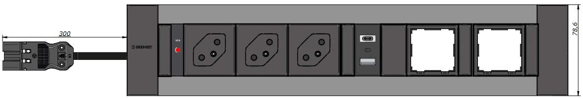 INTRO2.0 Steckdoseneinheit eloxiert 3x Typ 13 1x USB-A/C 2x Leer