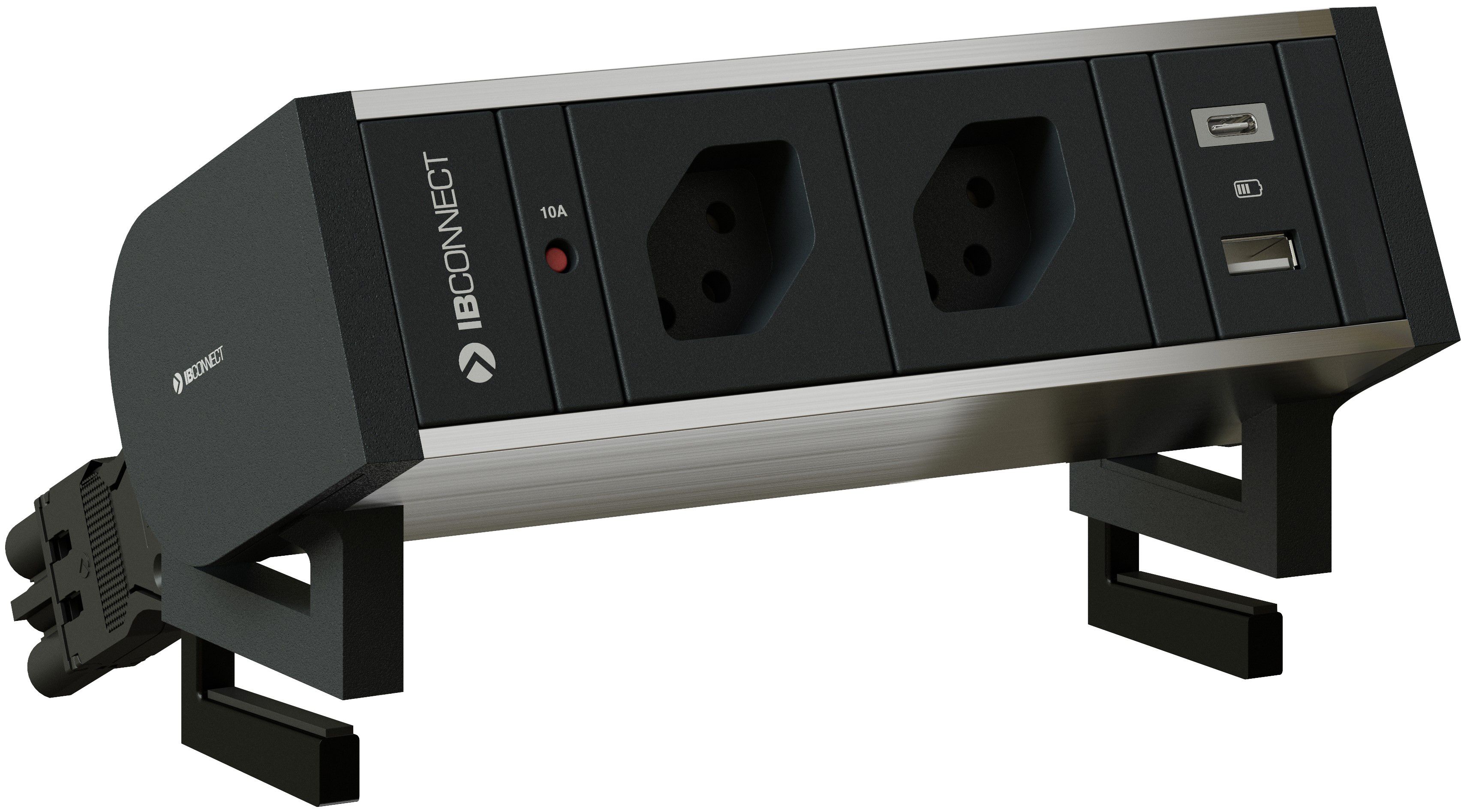SUPRA Steckdoseneinheit eloxiert 2x Typ 13 1x USB-A/C