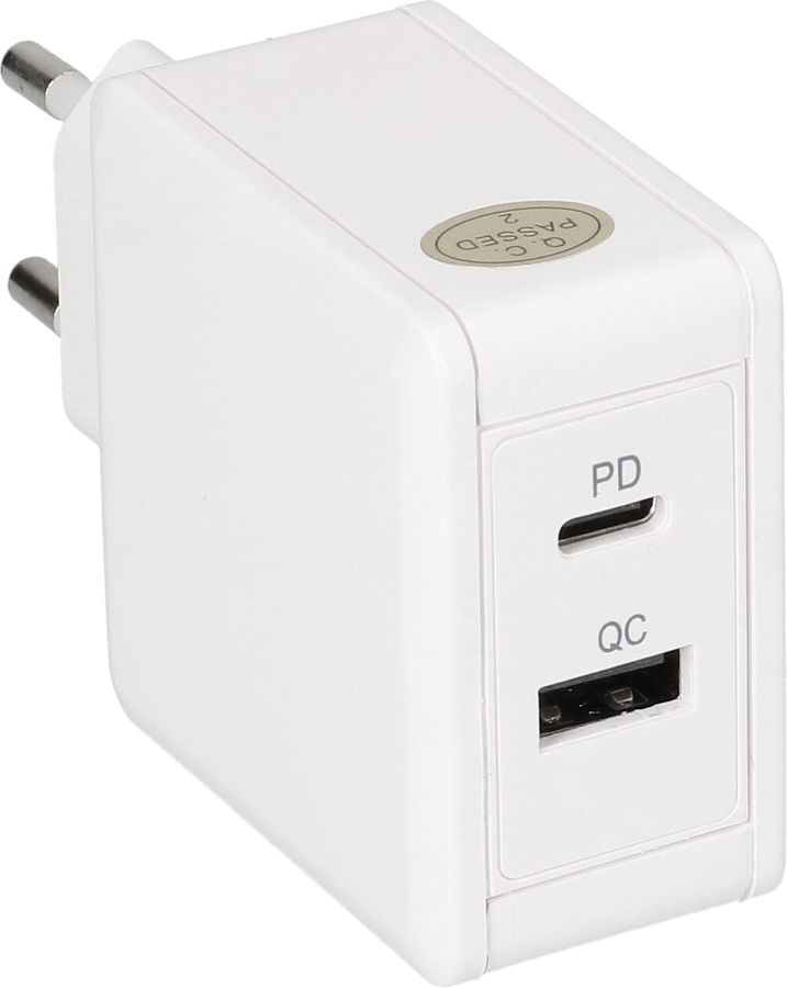 adattatore di ricarica rapida USB 1x USB-C PD 1x USB-A 45W bianco