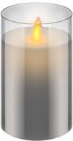 LED-Echtwachs-Kerze, 75x125mm, grau