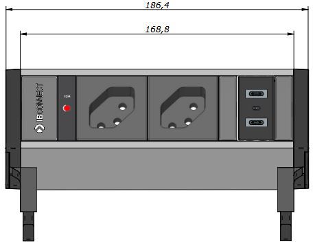 SUPRA bloc multiprise anodisé 2x type 13 1x USB-C/C