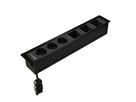 CUBOBOX Steckdoseneinheit schwarz L 6-fach 3x Schuko 3x Leermodul
