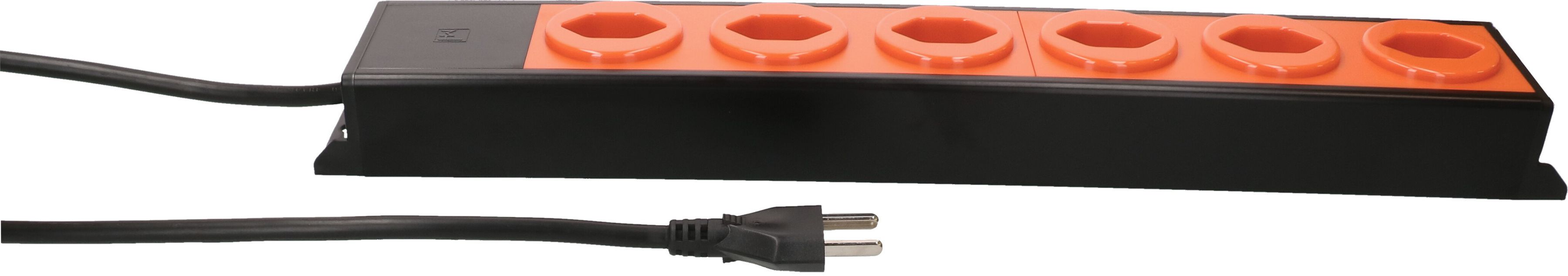 Steckdosenleiste Power Line 6x Typ 23 schwarz/orange 3.0m