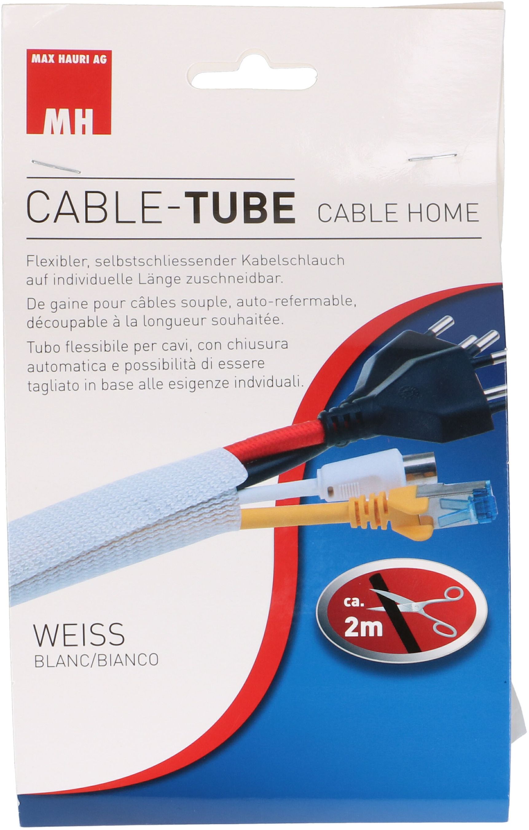 gaine pour câbles souple auto-refermable 2m blanc - MAX HAURI AG