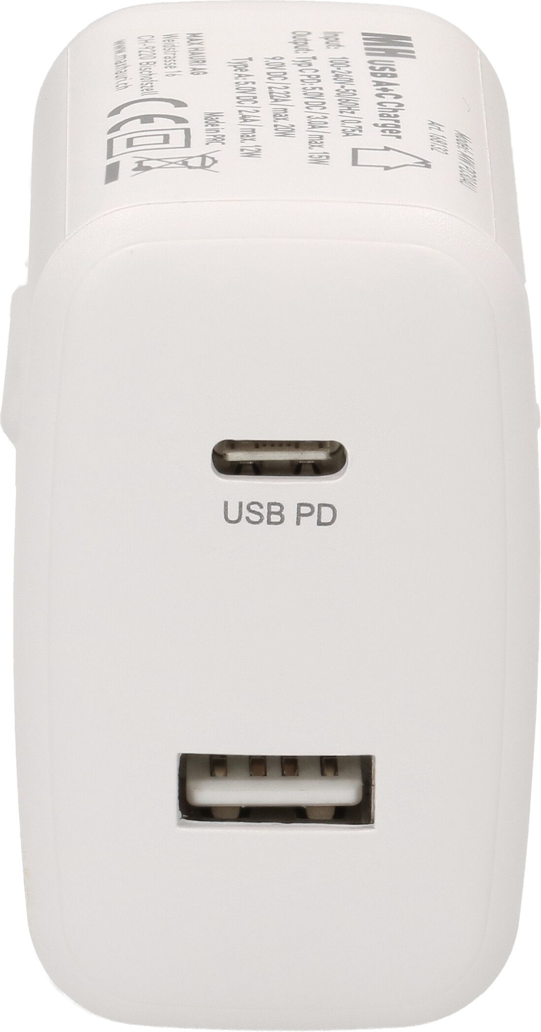 adattatore di ricarica rapida USB 1x USB-C PD 1x USB-A 30W bi