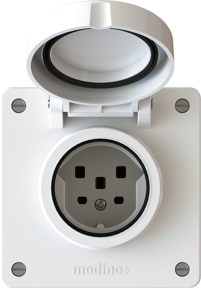 prise 1x type 25 insert avec set frontal exo IP55 blanc
