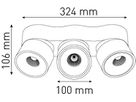LED-Deckenspot TRIPLE SHINE matt weiss 3000K 3300lm 3x 36°