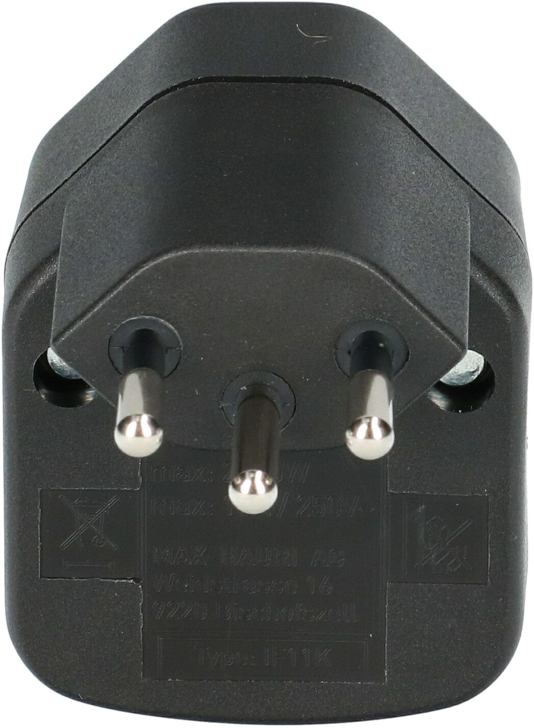 Stecker MH Typ 13 3-polig mit 10A Sicherung schwarz IP55 - MAX HAURI AG