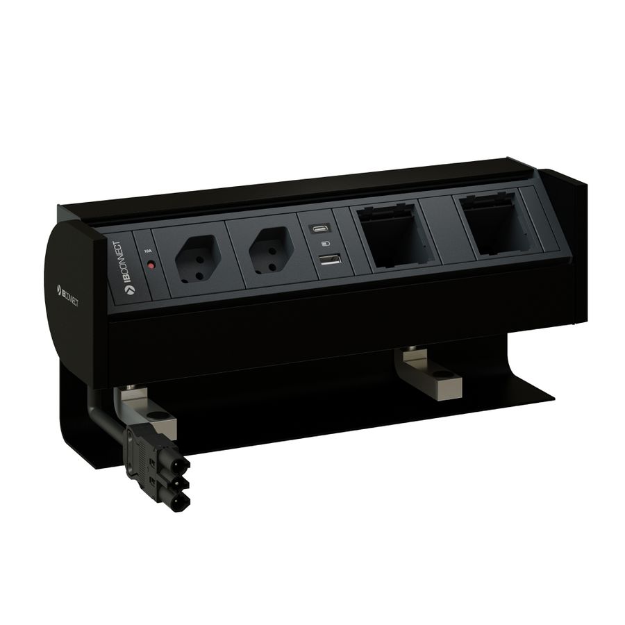 PRISMA bloc multiprise noir 2x type 13 1x USB-A/C 2x module vide