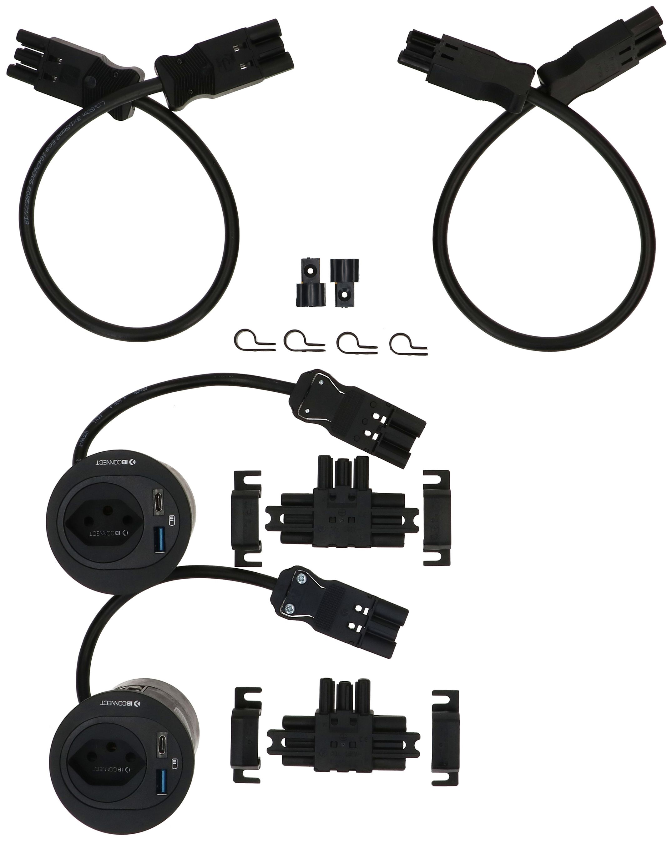 Twin Erweiterungs-Set ATOM Steckdoseneinheit sw Typ 13 USB-A/C