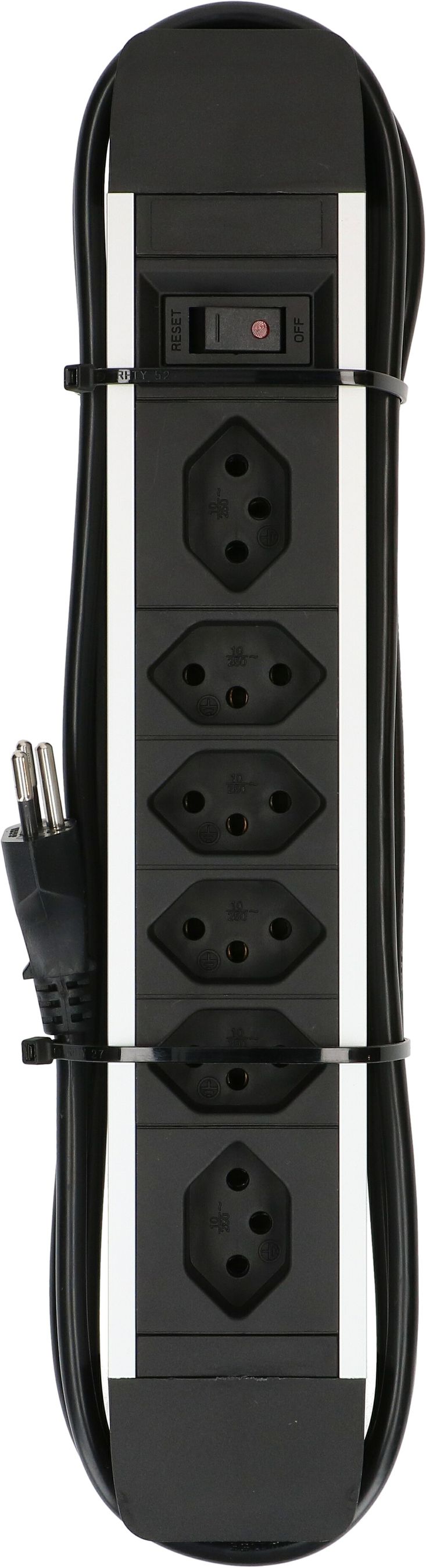 multiprise 6x type 13 noir interrupteur 2m