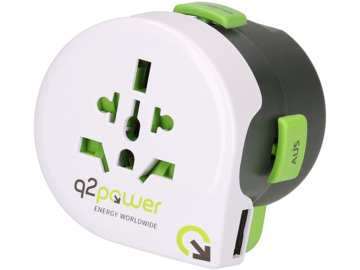 Weltreiseadapter "QDAPTER" 360 USB