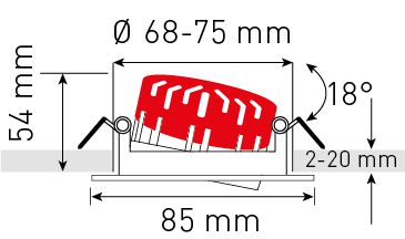 spot encastré à LED SOLV nickel brossé 3000K 710lm 38°