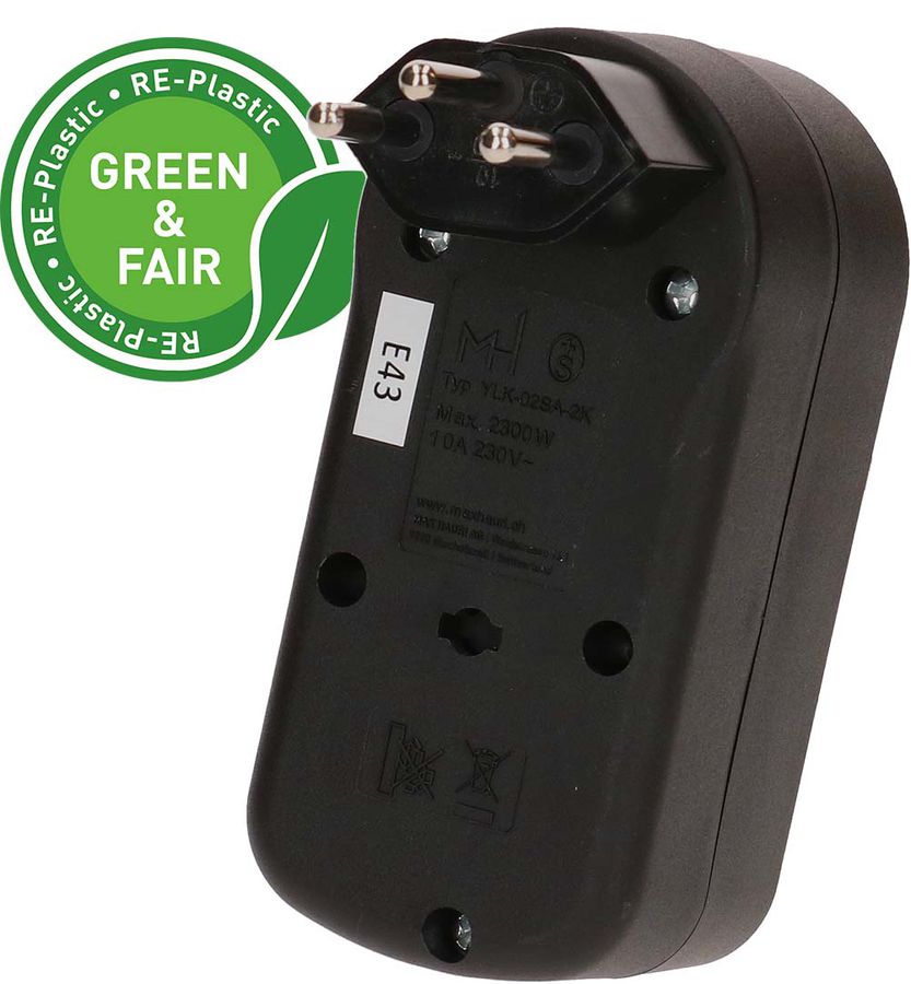 multi adaptateur ADAPT 2x type 13 noir rotatif interr. Green+Fair