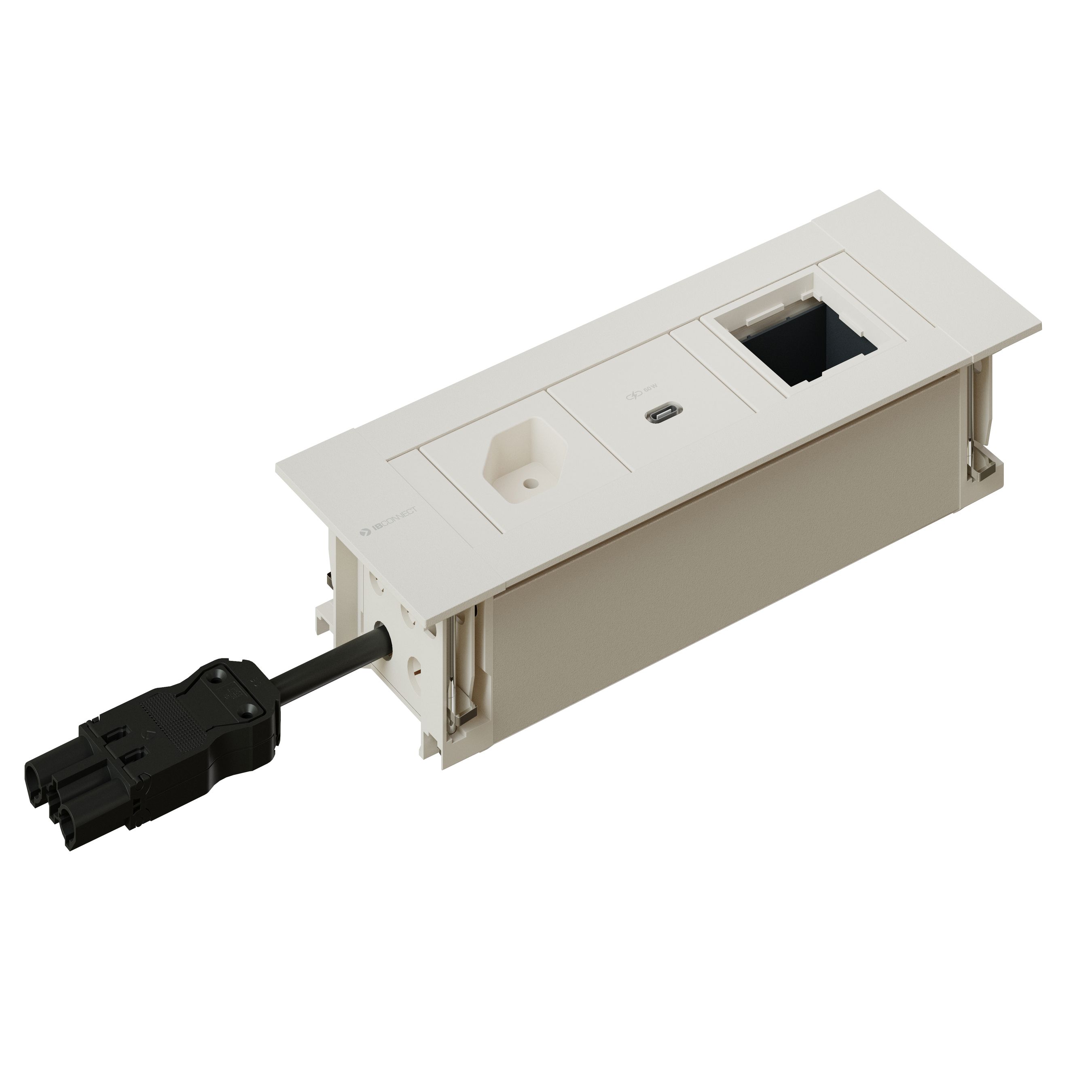 INTRO2.0 bloc multiprise blanc 1x type 13 1x USB-C 60W 1x vide
