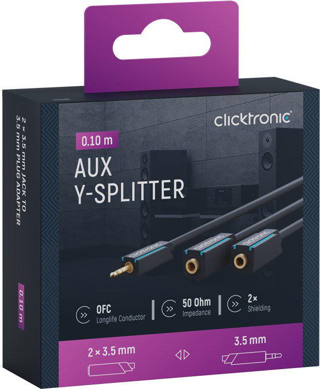 Audio-Y-Adapter-Kabel Klinkenstecker/-buchse 0.1m schwarz
