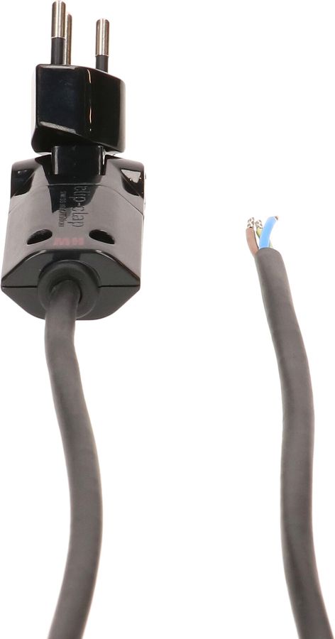 Câble secteur 3G1.0 5m noir blindé avec type 12 clip-clap