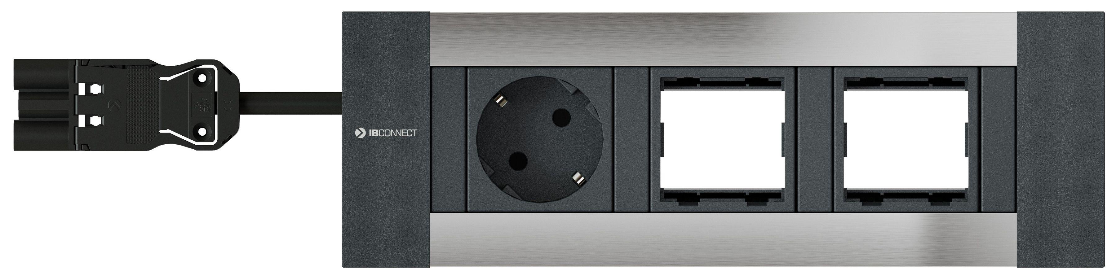INTRO2.0 Steckdoseneinheit eloxiert 1x Schuko 2x Leermodul
