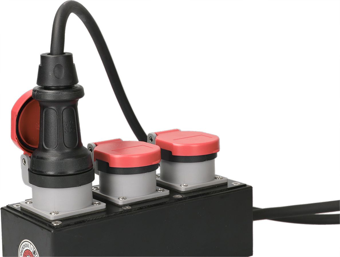 Einbausteckdose 1x Typ 25 3L+N+PE Max Hauri IP55 lichtgrau/rot