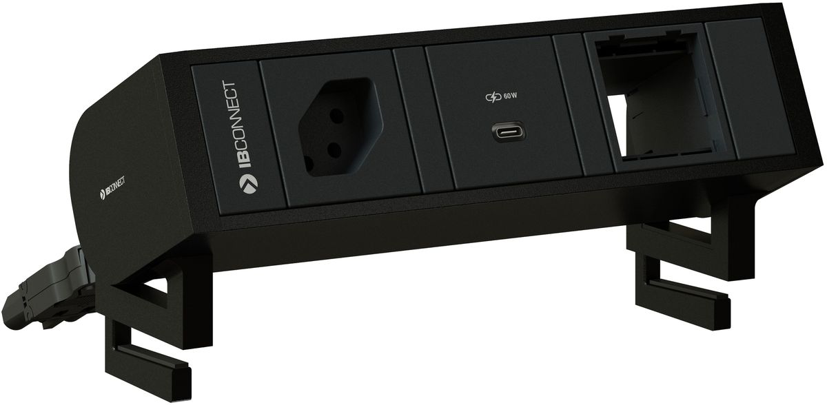 SUPRA Steckdoseneinheit schwarz 1x Typ 13 1x USB-C 60W 1x Leer