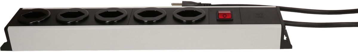 Steckdosenleiste Power Line 5x Typ 23 grau/schwarz Schalter 3.0m