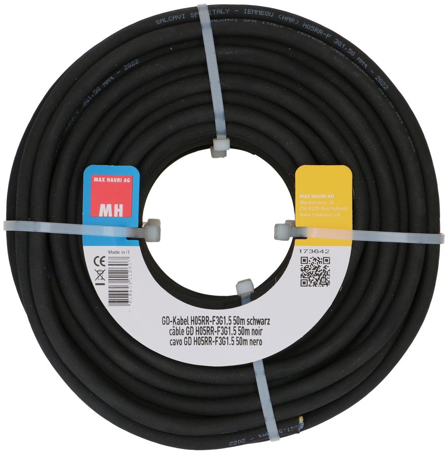câble GD H05RR-F3G1.5 50m noir