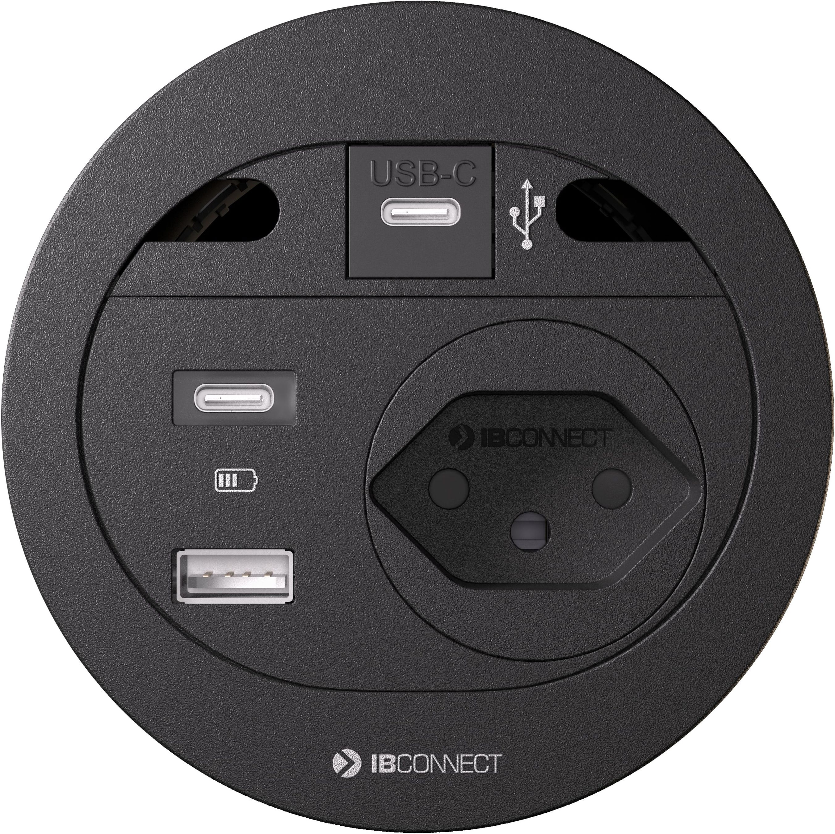 DIVUS Steckdoseneinheit schwarz 1x Typ 13 1x USB A/C 1xUSB C Data