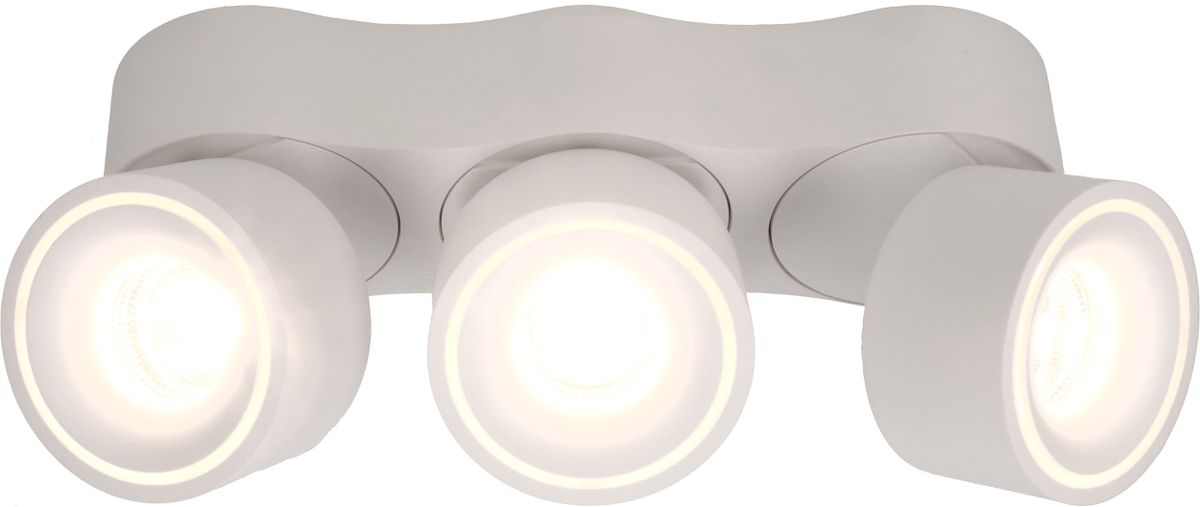 LED-Deckenspot TRIPLE SHINE matt weiss 3000K 3300lm 3x 36°