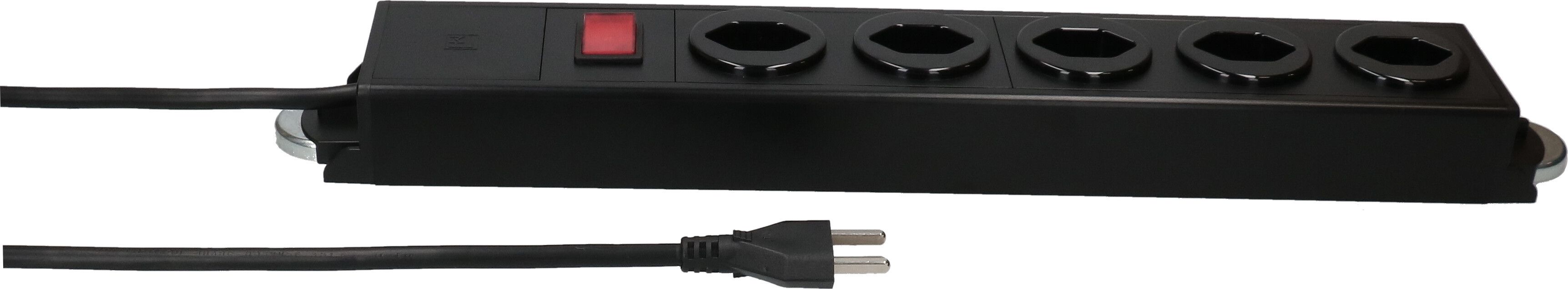 multipresa Power Line 5x tipo 23 nero/nero interrut. 1.5m magnete