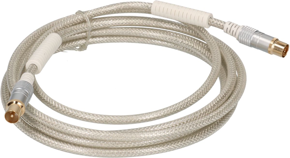 Antennen-Anschlusskabel 110dB 3m transparent Ferritkern