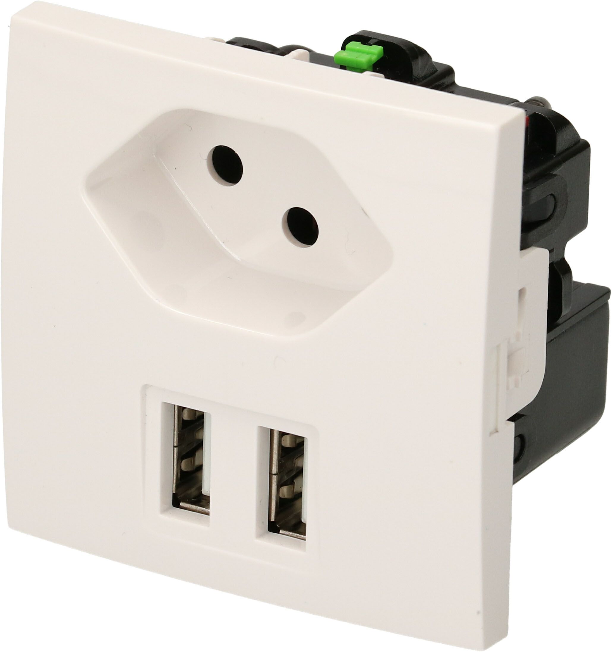 Kombisteckdose 1x Typ13 1x USB-Doppelcharger 2.4A weiss