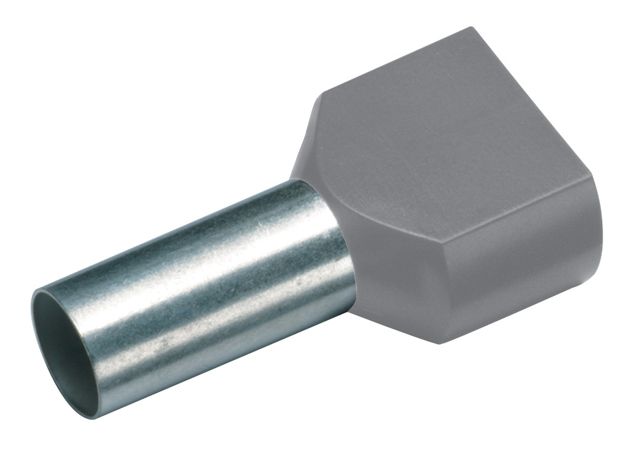 Cosse tubulaire à sertir jumelée isolée 2x0.75mm²/8mm gris