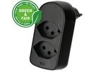 Abzweigstecker ADAPT 2x Typ 13 schwarz drehbar Green+Fair
