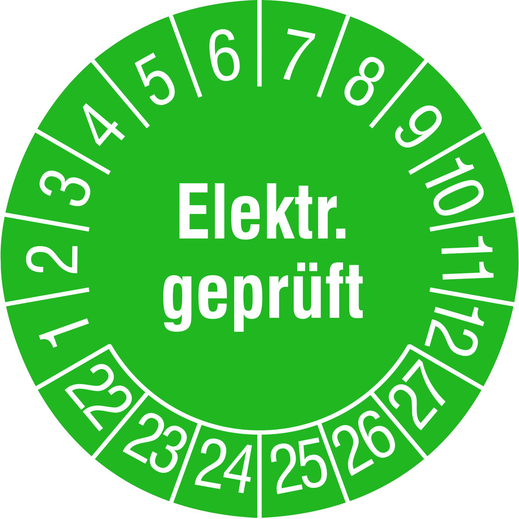 Prüfplakette Elektrisch geprüft 22 grün