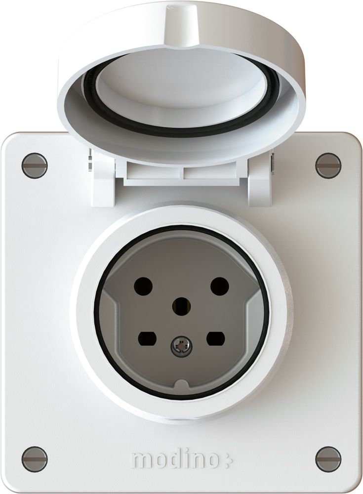 Flush-type wall socket 1x type 15 exo white IP55