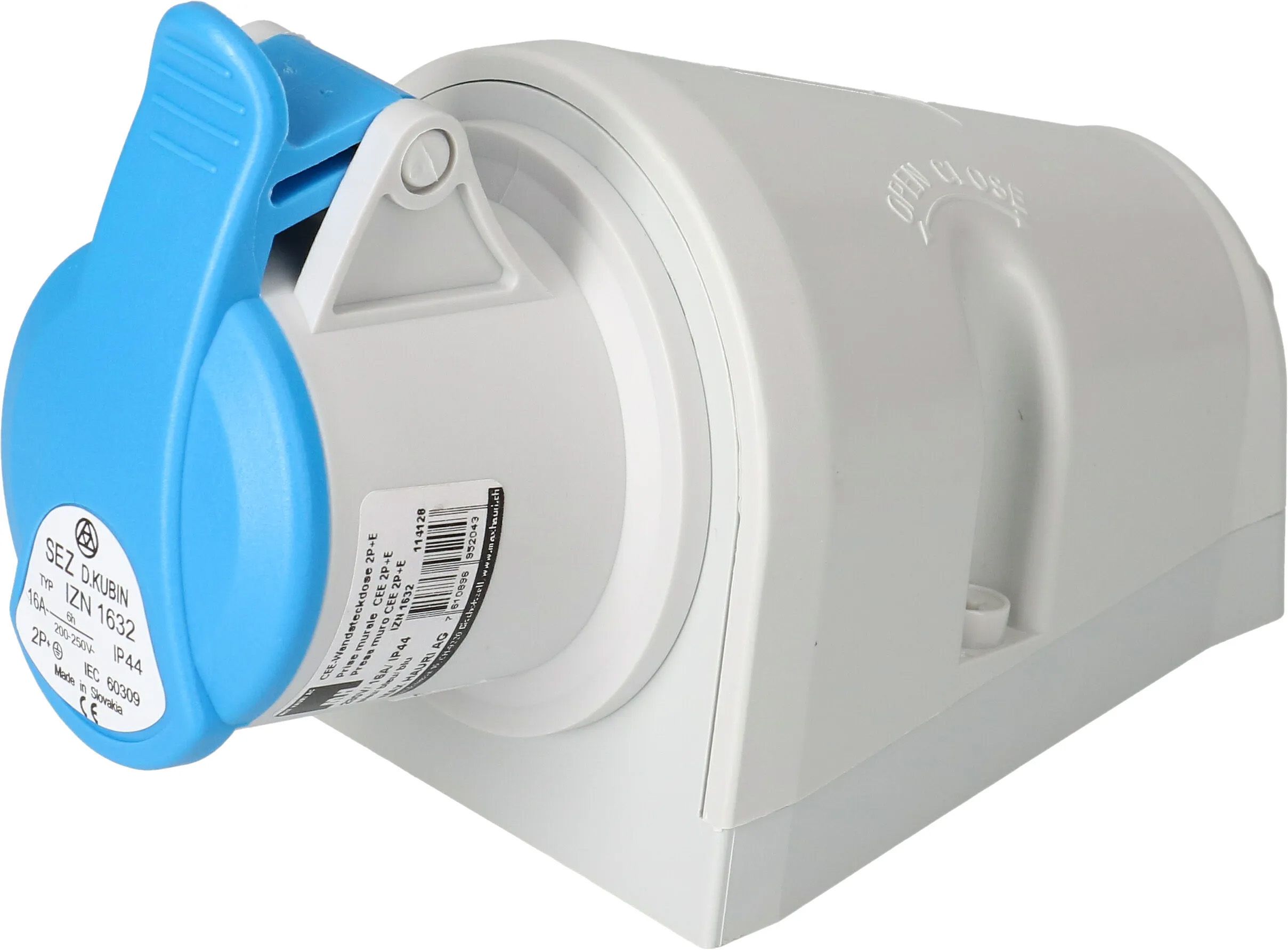 CEE-Wandsteckdose 2P+E 230V/16A blau IP44