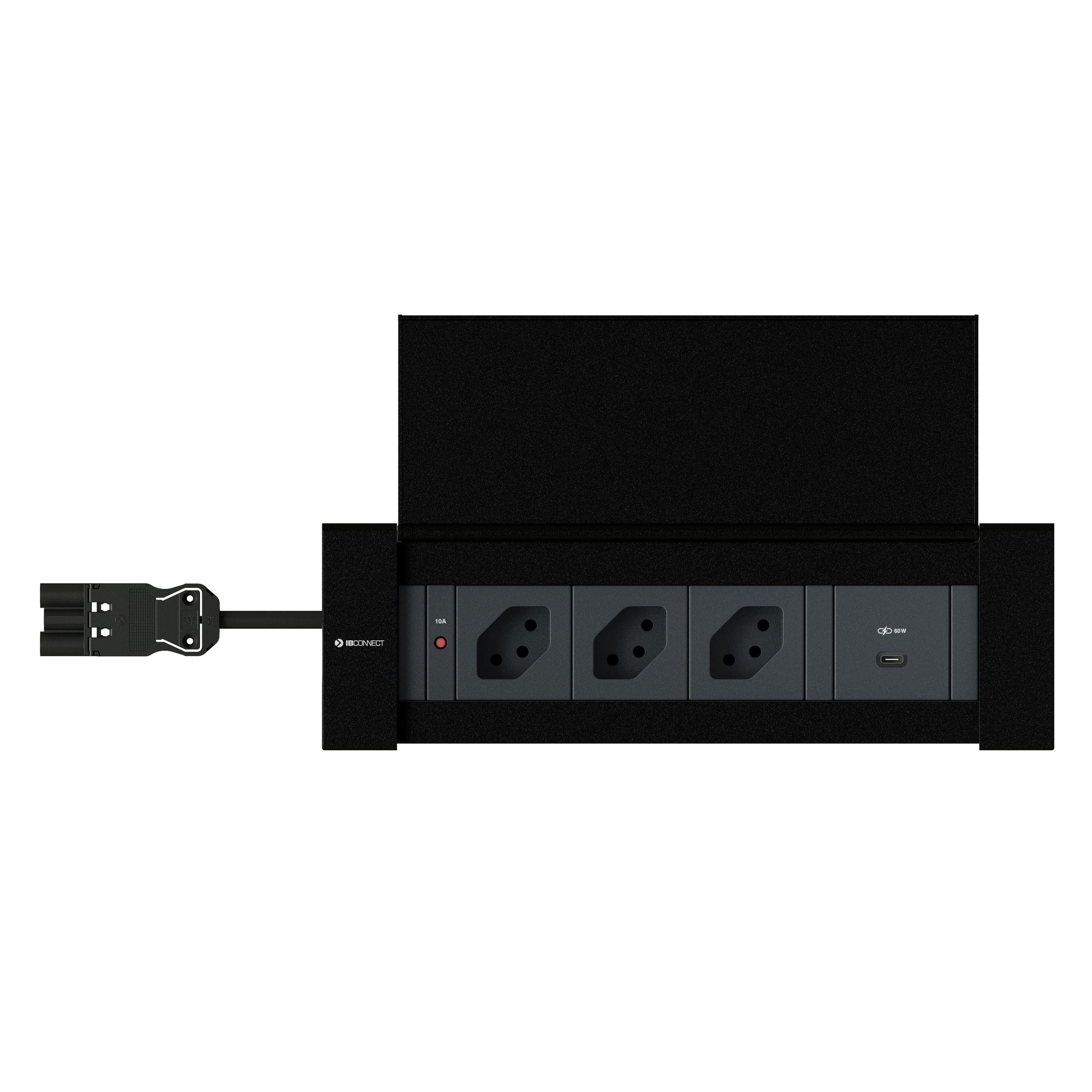 NEXO presa multipla nero 3x tipo 13 1x USB-C 60W